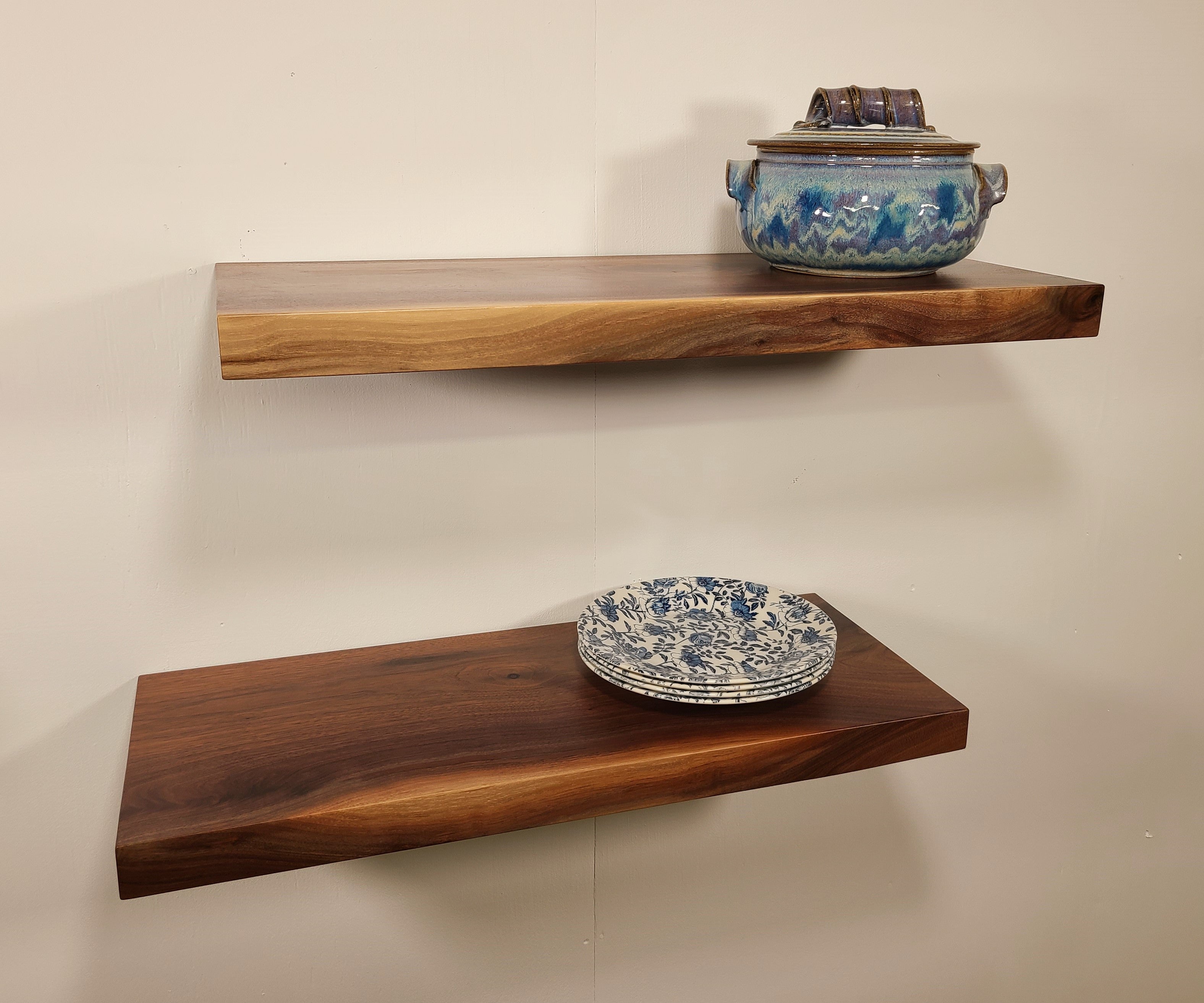 Custom Floating Shelves, Walnut Floating Shelves, Natural Wood Shelves