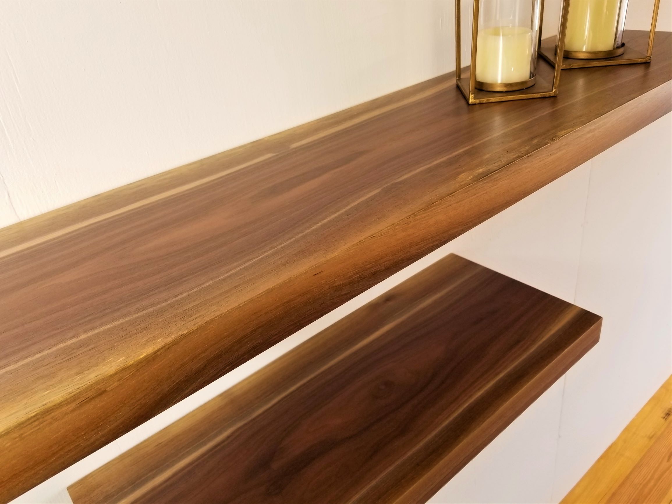 Walnut Floating Shelf, with Floating Shelf Hardware 