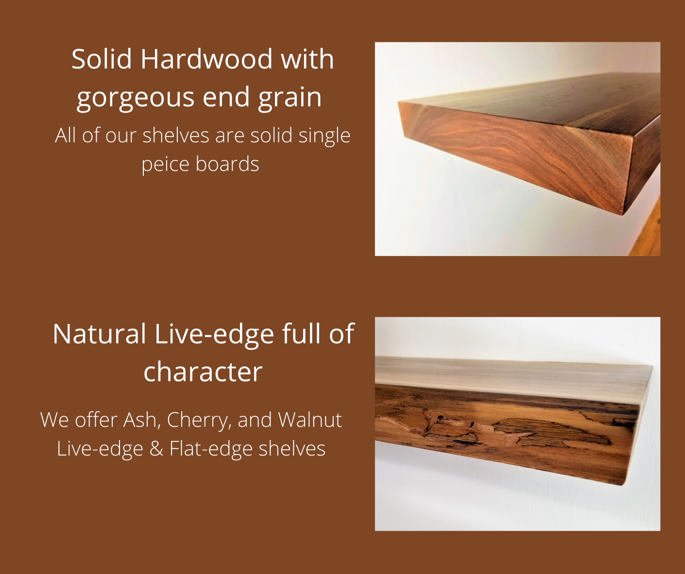 Live Edge Floating Shelves, Wooden Kitchen Shelves, Walnut Floating Shelves